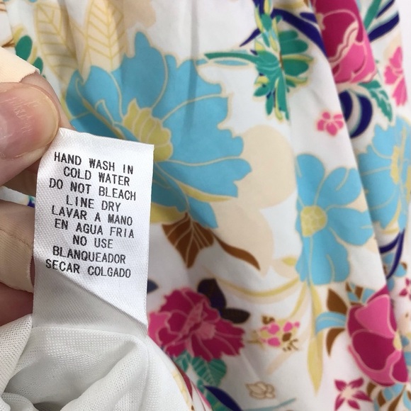 ENTRO Floral One Shoulder Bubble Sleeve Romper Summer Beach Casual Size L - Picture 8 of 8